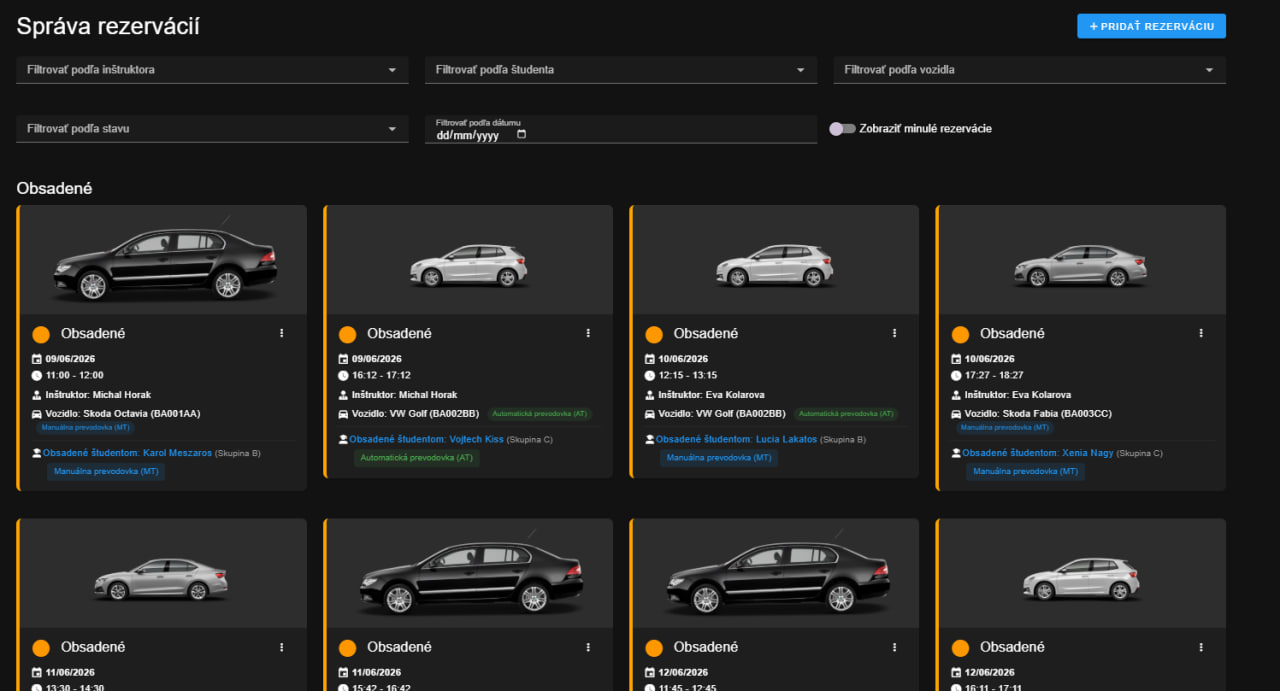 Online rezervácia jazdy žiakom v e-Drivebook